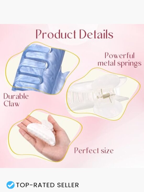 6 Large Acrylic Hair Claw Clips Non-slip Hold for Thick Thin Hair Stylish